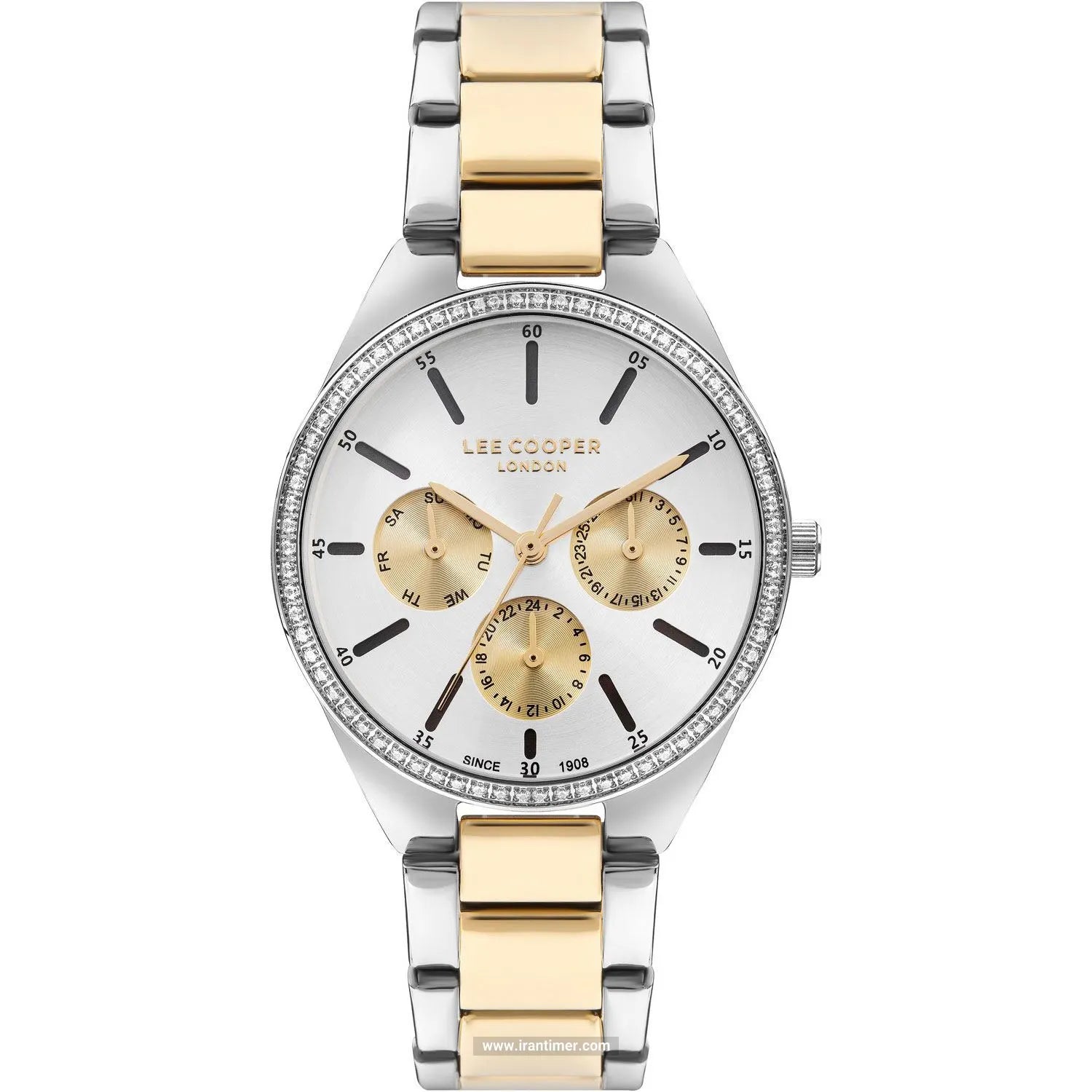ساعة يد لي كوبر متعددة الوظائف بسوار ستانلس ستيل حريمي