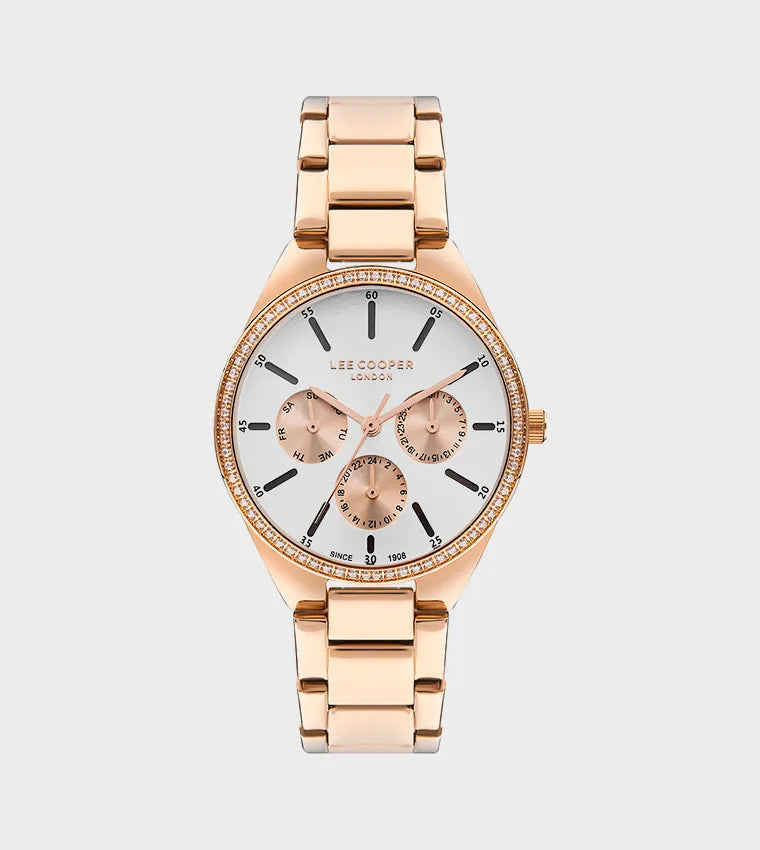 ساعة يد لي كوبر متعددة الوظائف بسوار ستانلس ستيل حريمي