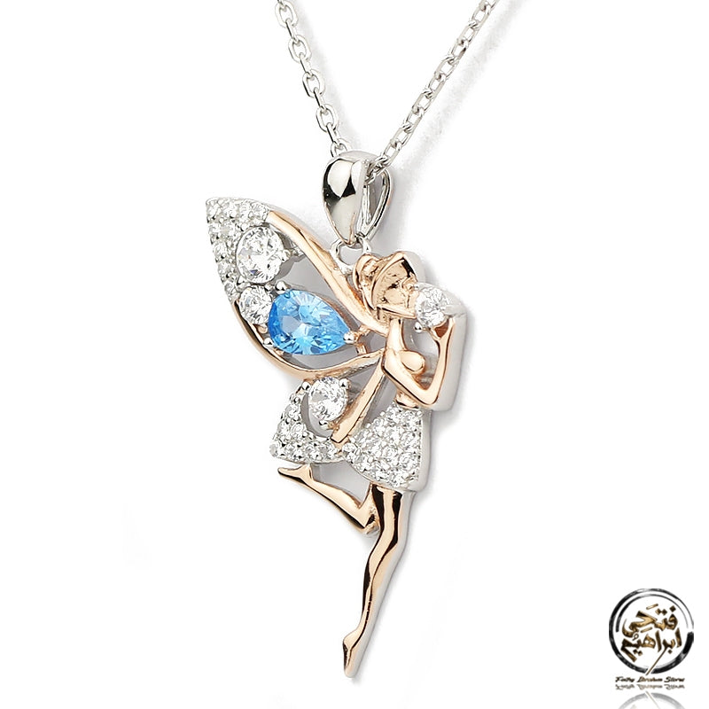 Dreamy Fairy Pendant – 925 Sterling Silver Necklace with Rose Gold Plating and Zircon Stones
