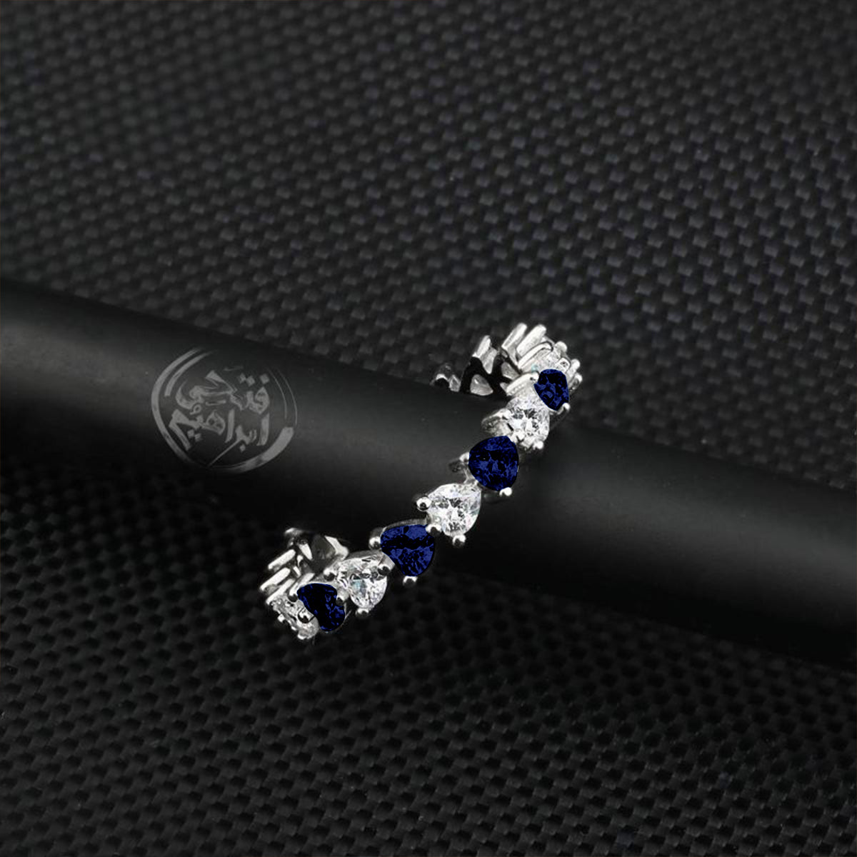 925 Silver Ring with Zircon Stones and Colorful Heart Frame