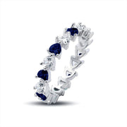 925 Silver Ring with Zircon Stones and Colorful Heart Frame