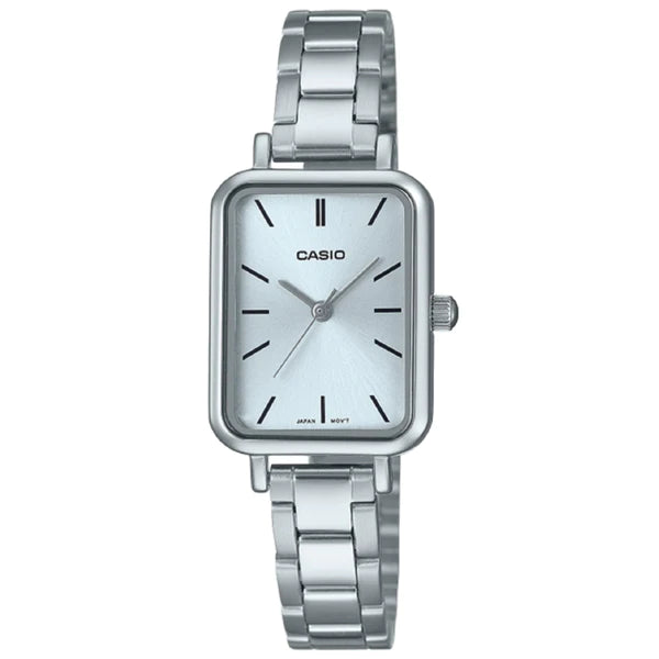 LTP-V009D-2EUDF – Women’s Casio Watch with Silver Rectangular Dial and Metal Bracelet