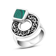 خاتم فضة بحجر ملكيت طبيعي وعبارة "وجودك جنة الدنيا"