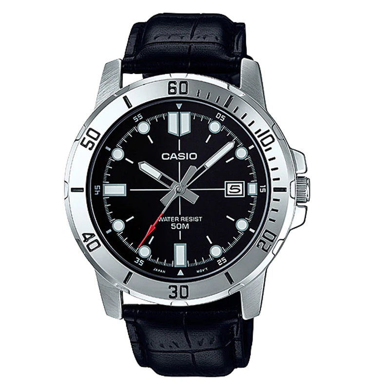 Casio Men's Analog Leather Watch