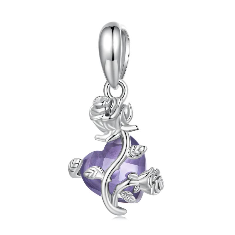 Rose Heart 925 Silver Charm