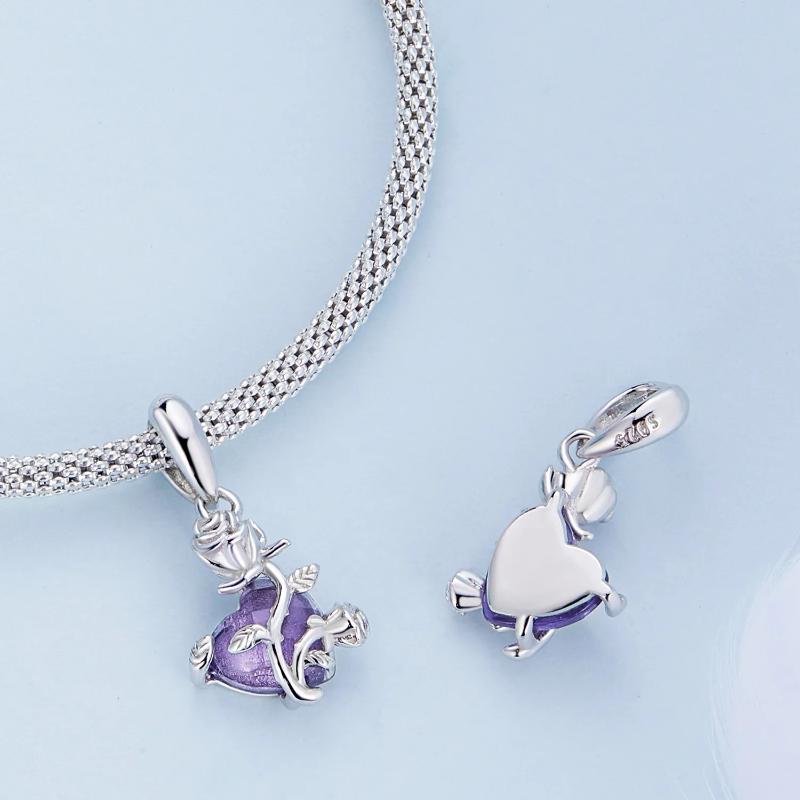 Rose Heart 925 Silver Charm