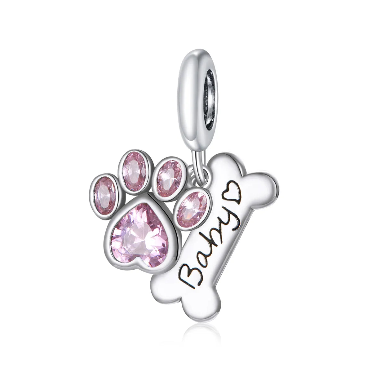 " Cute Dog Paw " 925 Sterling Silver Charm