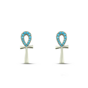 حلق فضه مصري حريمي عيار 925 على شكل مفتاح الحياة