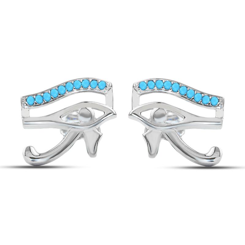 حلق فضه مصري حريمي عيار 925 على شكل عين حورس