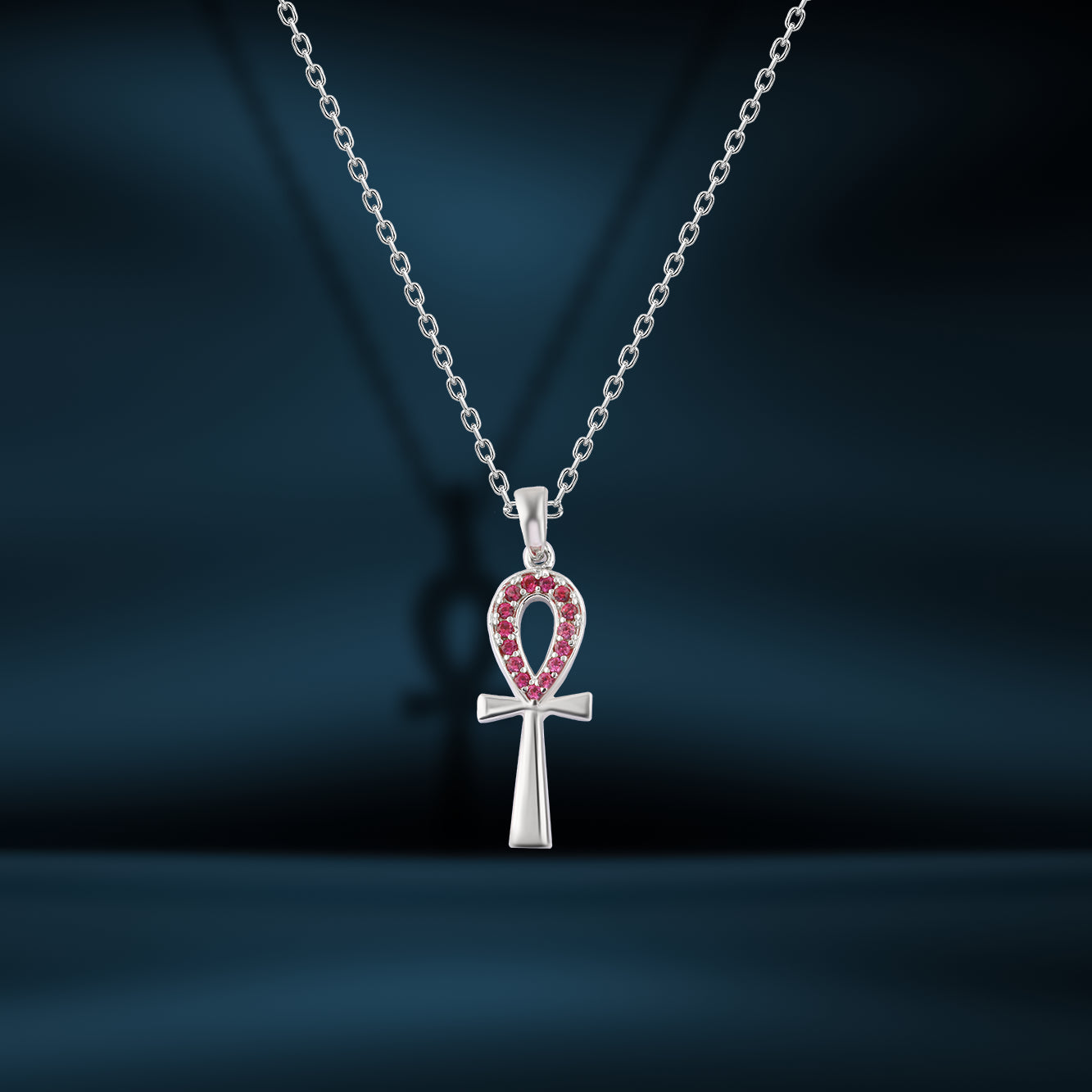 عقد فضة حريمي عيار 925 بدلاية على شكل مفتاح الحياة