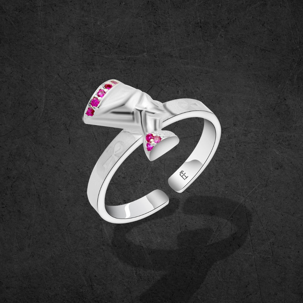 خاتم بتصميم فرعوني نفرتيتي فضة عيار 925