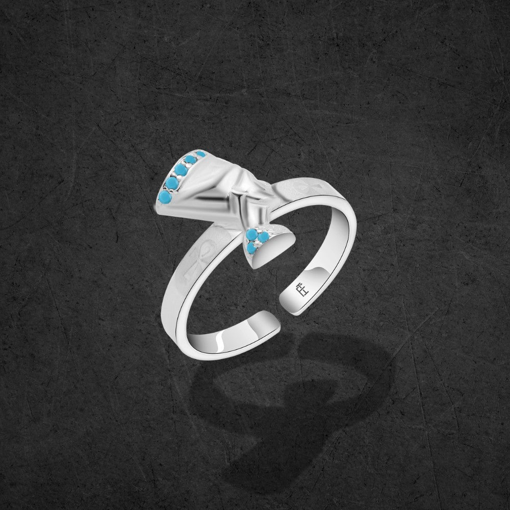 خاتم بتصميم فرعوني نفرتيتي فضة عيار 925