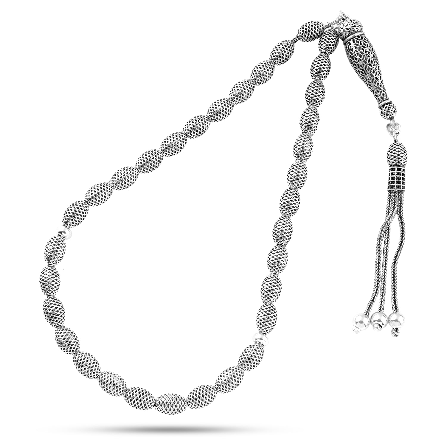 Classic 33-bead rosary misbaha made of pure 999 silver