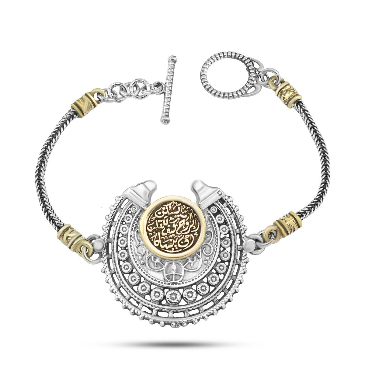 انسيال "من يسكن الروح" – فضة عيار 925 بتصميم عربي مزخرف و مطعم بالنحاس