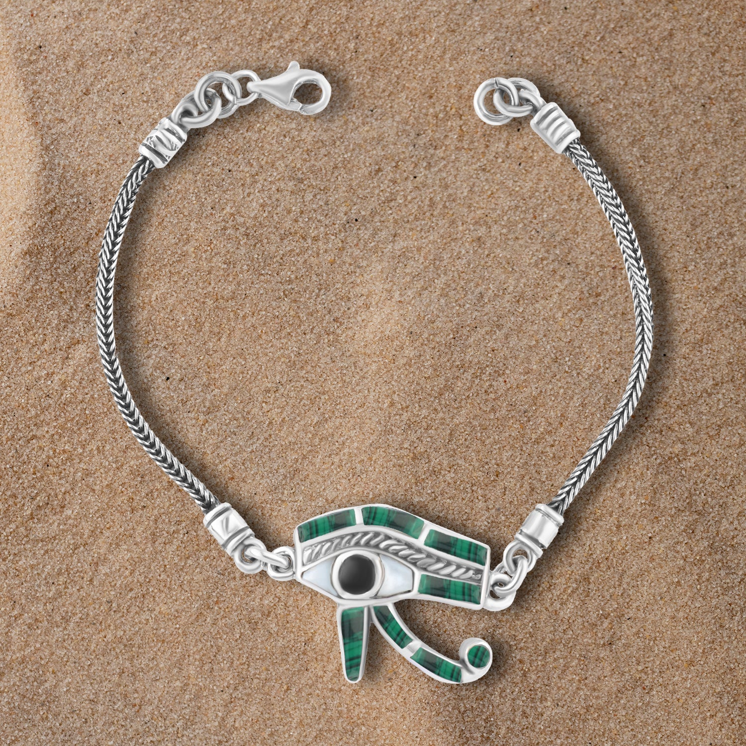 انسيال فضة 925 مستوحى من الحضارة المصرية – عين حورس بحجر ملاكيت