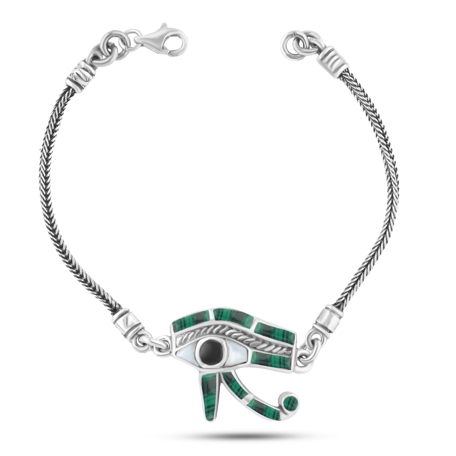 انسيال فضة 925 مستوحى من الحضارة المصرية – عين حورس بحجر ملاكيت