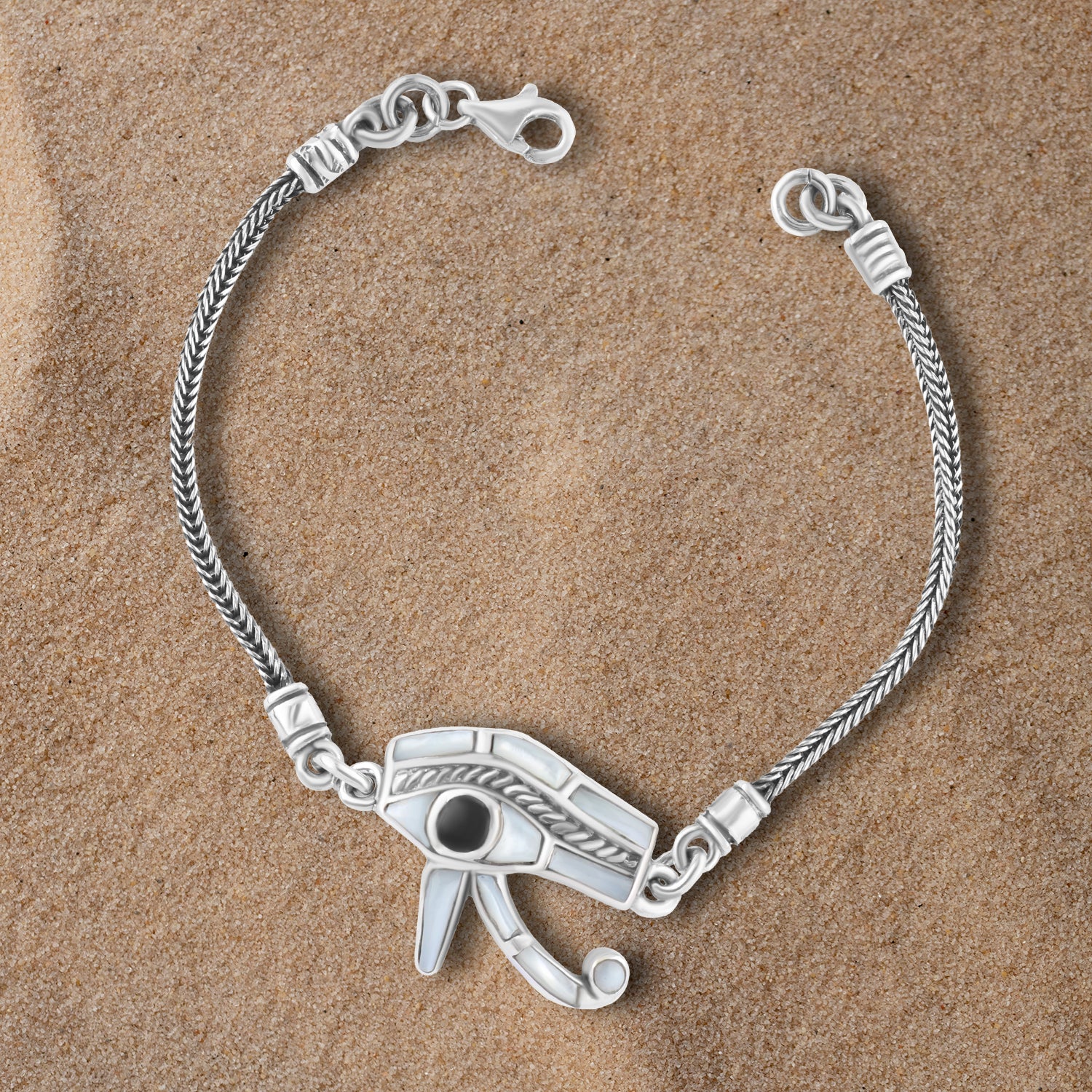 انسيال عين حورس من الفضة 925 –بحجر صدف أبيض