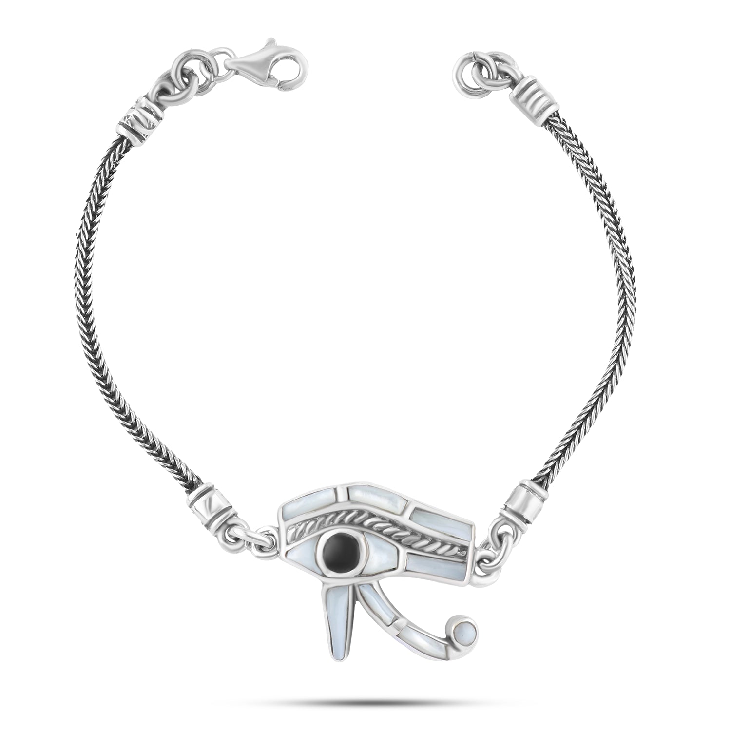 انسيال عين حورس من الفضة 925 –بحجر صدف أبيض