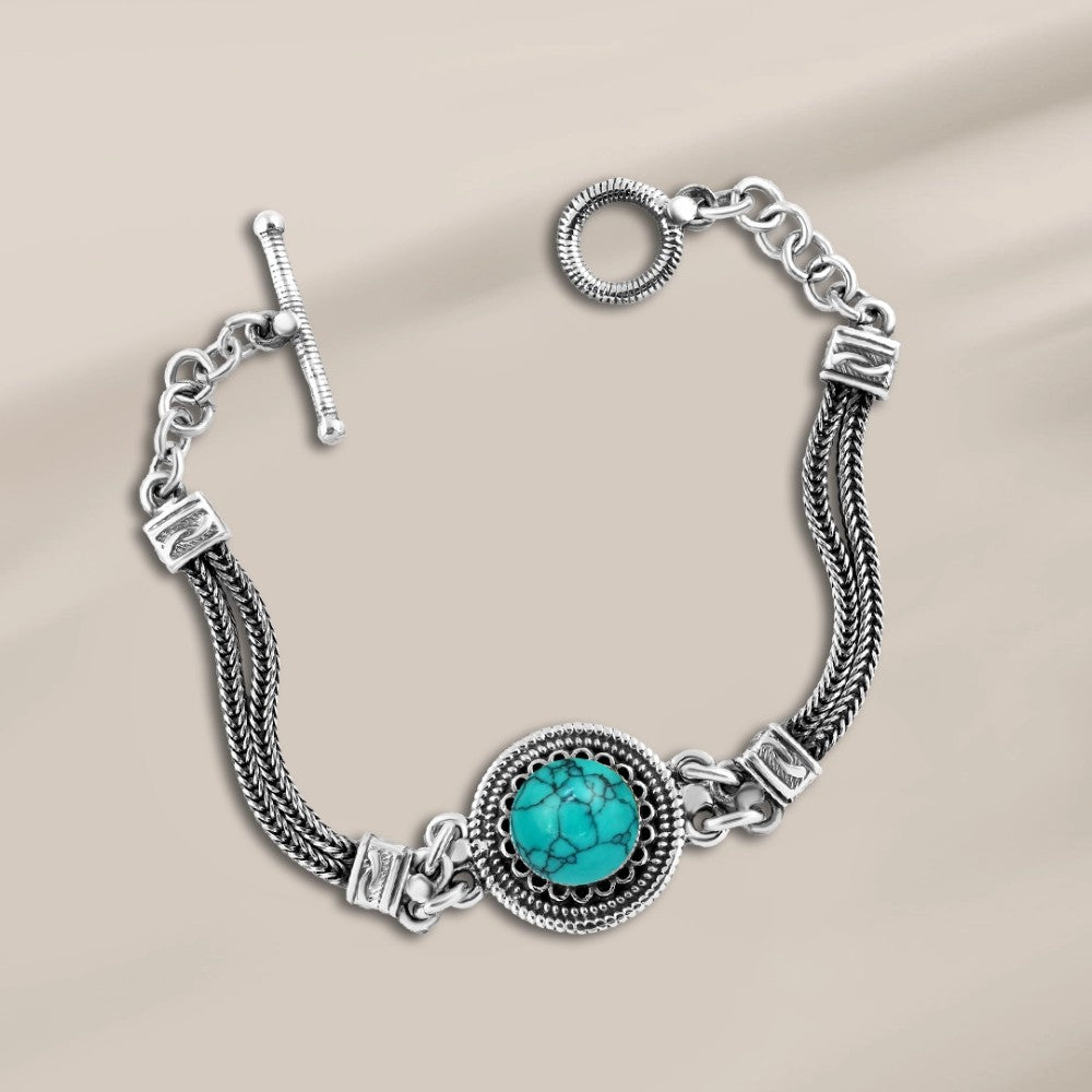 انسيال فضه مصري عيار925 متوج بحجر فيروزي