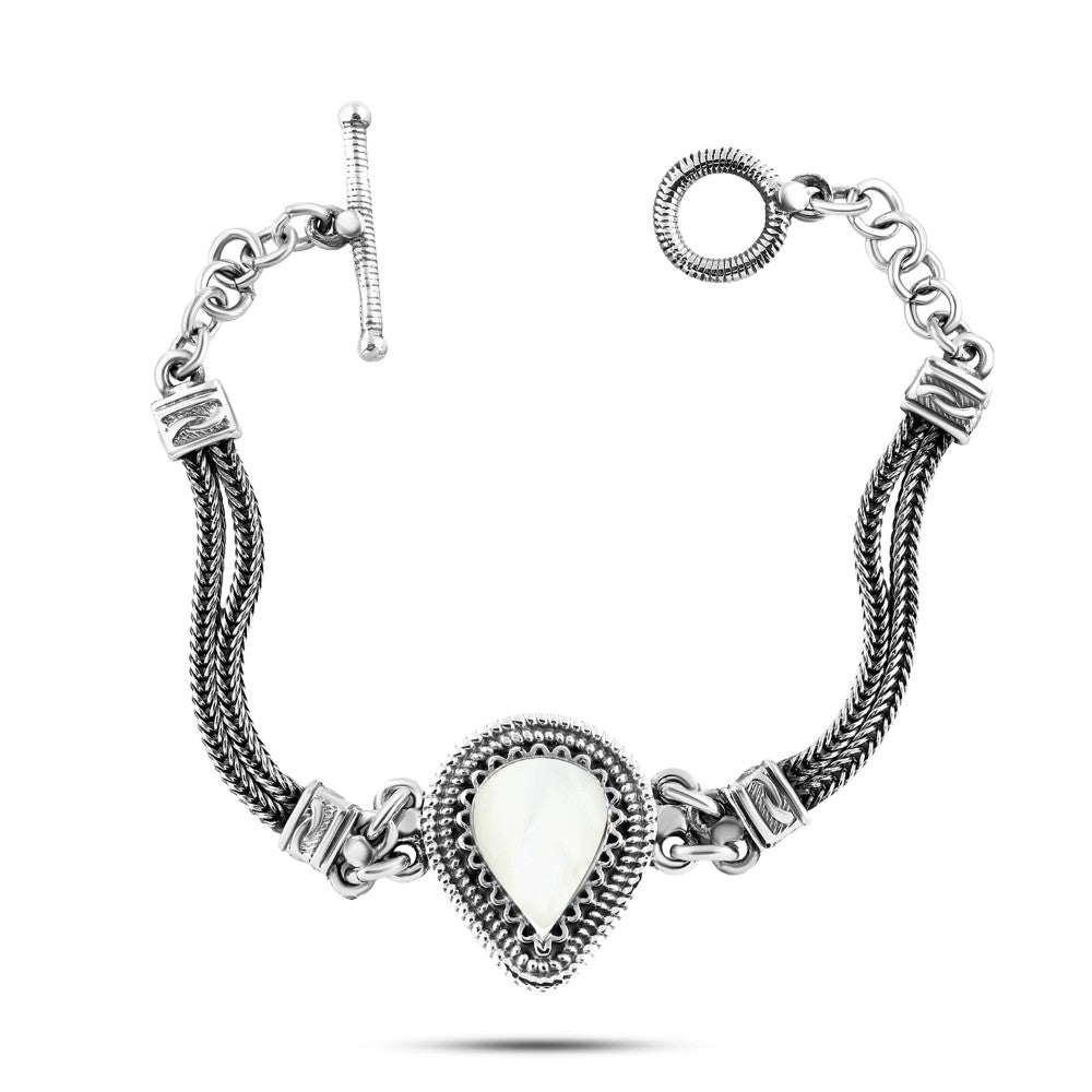 انسيال الدمعه فضه مصري عيار925 متوج بحجر الصدف الابيض