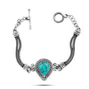 انسيال الدمعه فضه مصري عيار925 متوج بحجر فيروزي