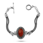 انسيال بيضاوي فضه مصري عيار925 متوج بحجر العقيق