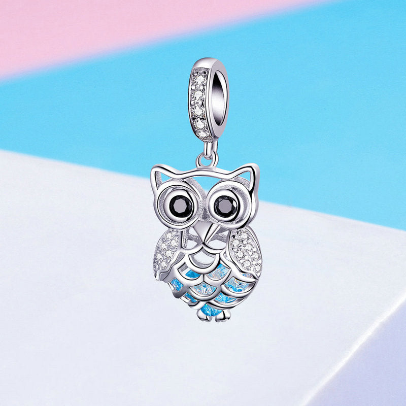 Crystal Owl 925 Silver Charm