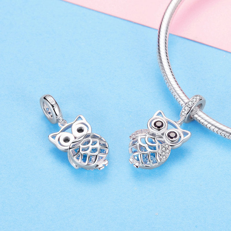 Crystal Owl 925 Silver Charm