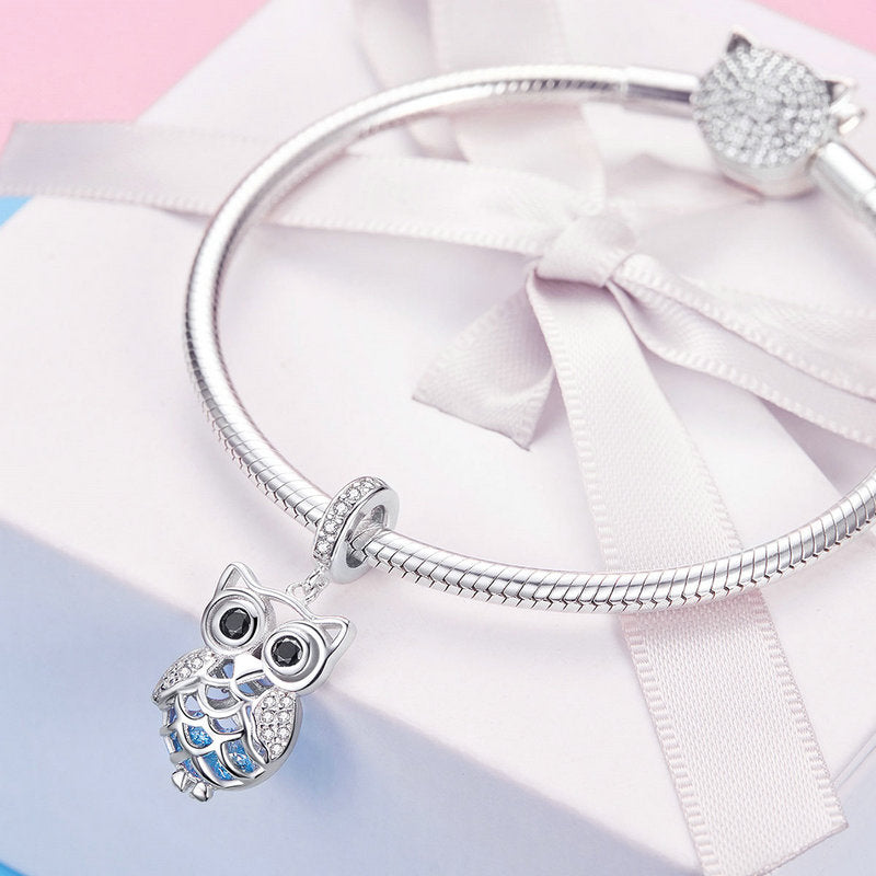 Crystal Owl 925 Silver Charm