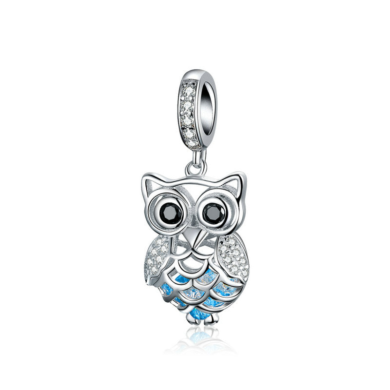 Crystal Owl 925 Silver Charm