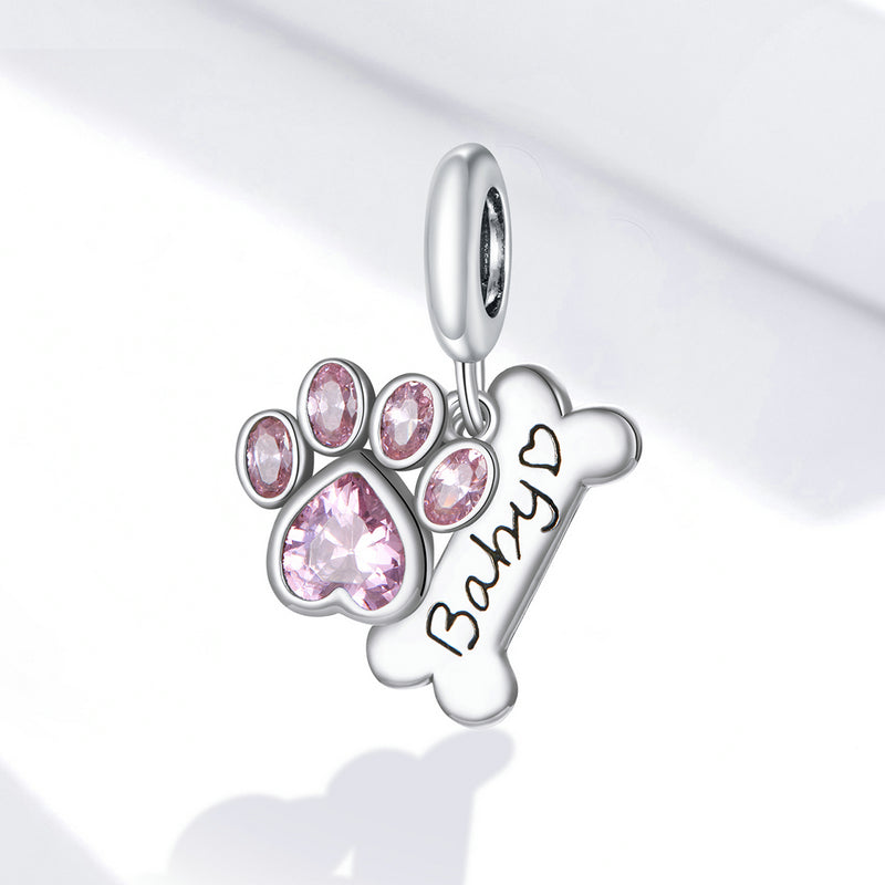" Cute Dog Paw " 925 Sterling Silver Charm