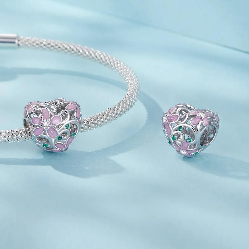 Flower Vine Charm - 925 sterling silver