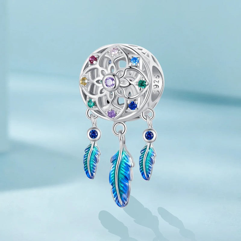 Dream catcher Blue Charm - 925 Sterling Silver