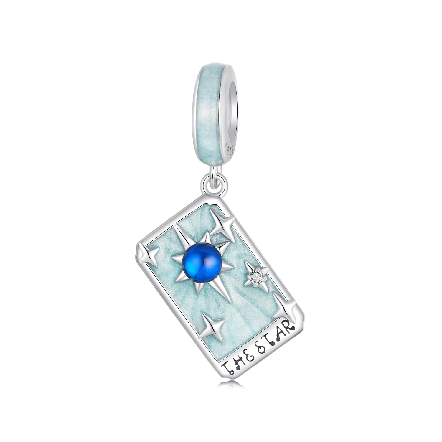 Moon and Star Tarot Card Charm - 925 Sterling Silver