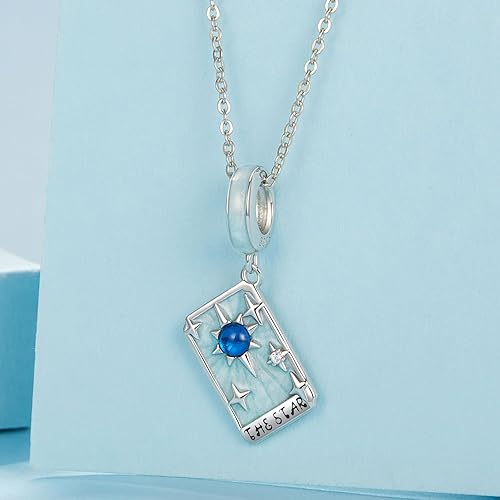 Moon and Star Tarot Card Charm - 925 Sterling Silver