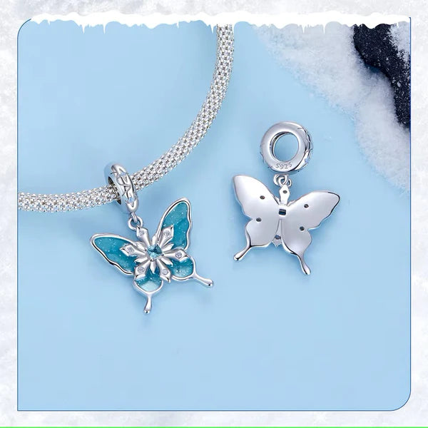 Snowflake Butterfly Charm - 925 Sterling Silver