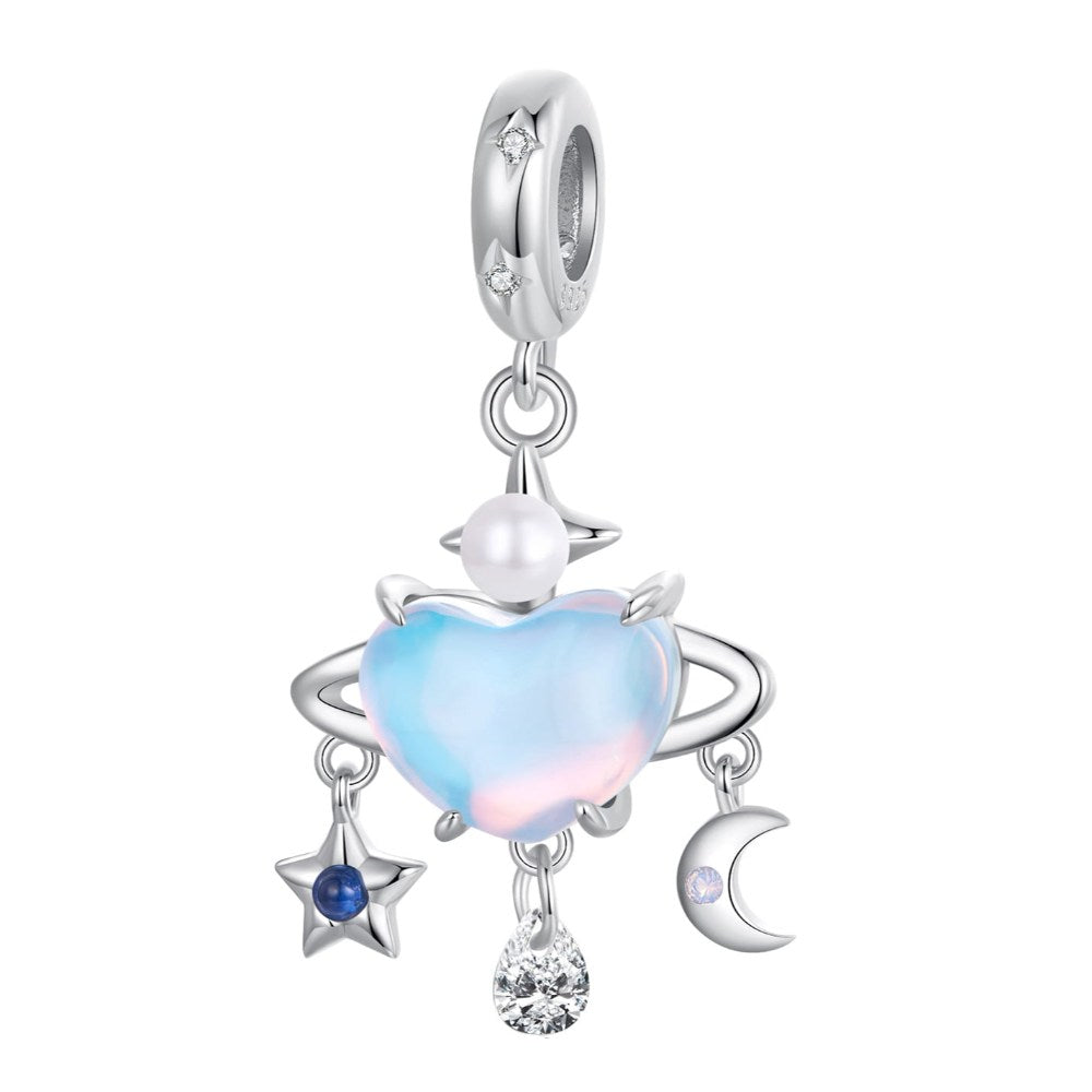 " Planet Heart "925 Silver Charm