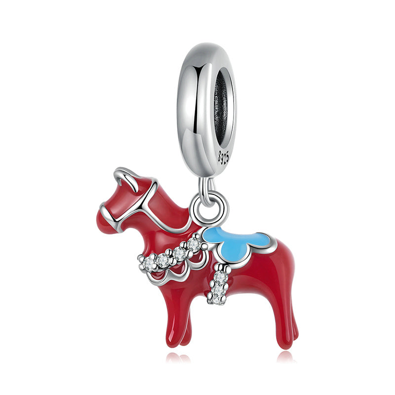 "Red Horse" 925 Silver Charm