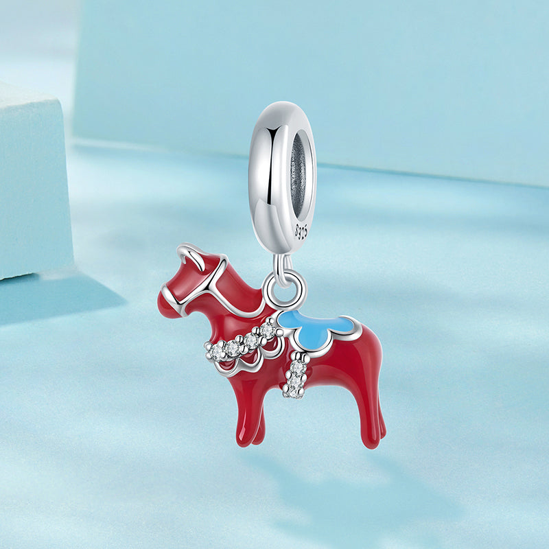 "Red Horse" 925 Silver Charm