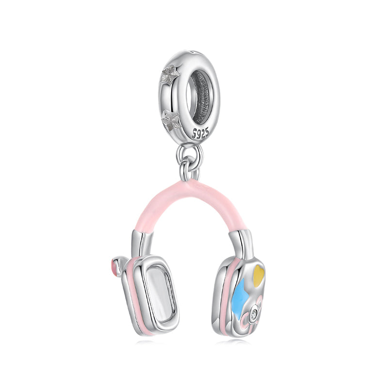 " Headphones " 925 Silver Charm