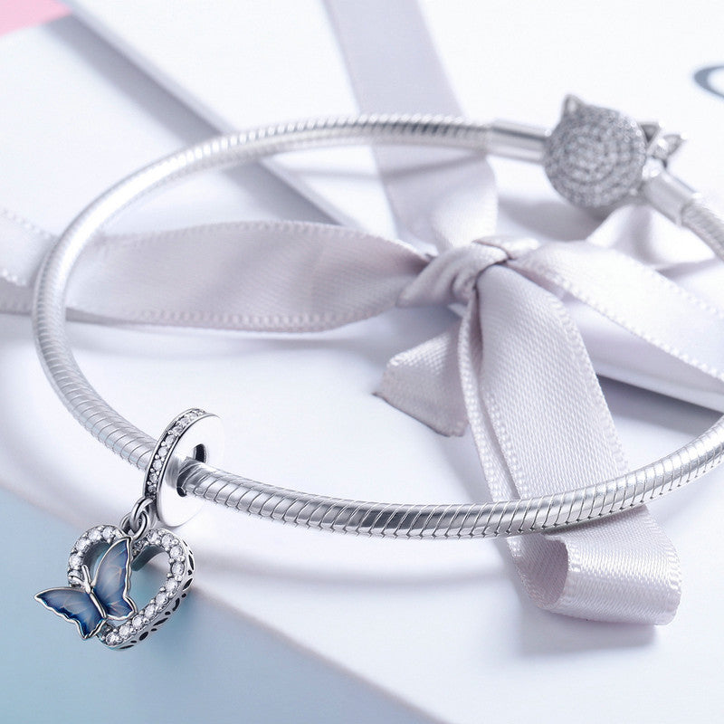 Butterfly with Heart 925 Silver Charm