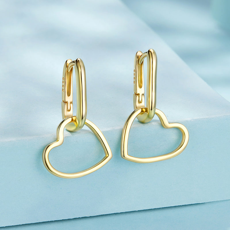 حلق "القلب الذهبي" فضة عيار 925