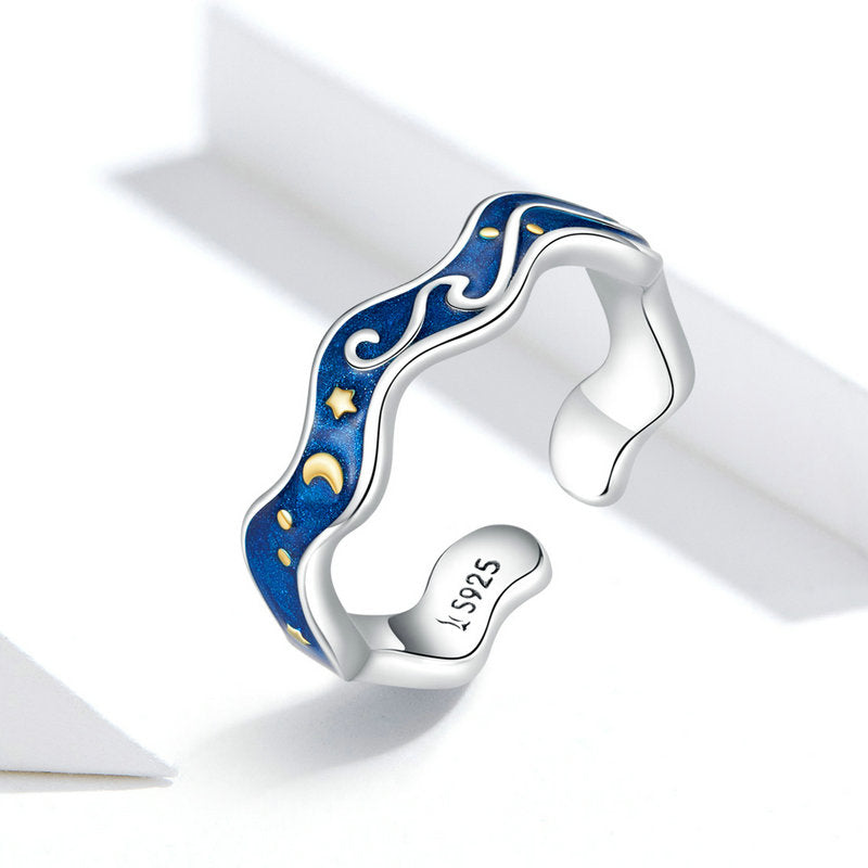 Starry Night From Van Gogh 925 Silver Ring