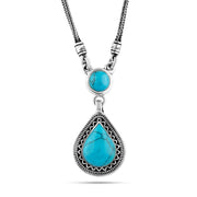 925 Silver Women Necklace Crowned with Turquoise Stone