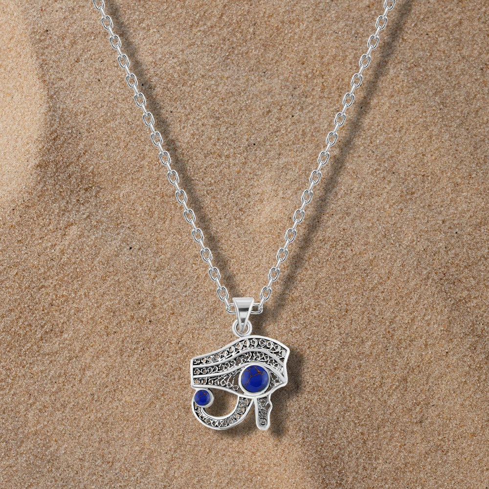 عقد فضة مصري حريمي عيار 925 بتصميم فرعوني عين حورس