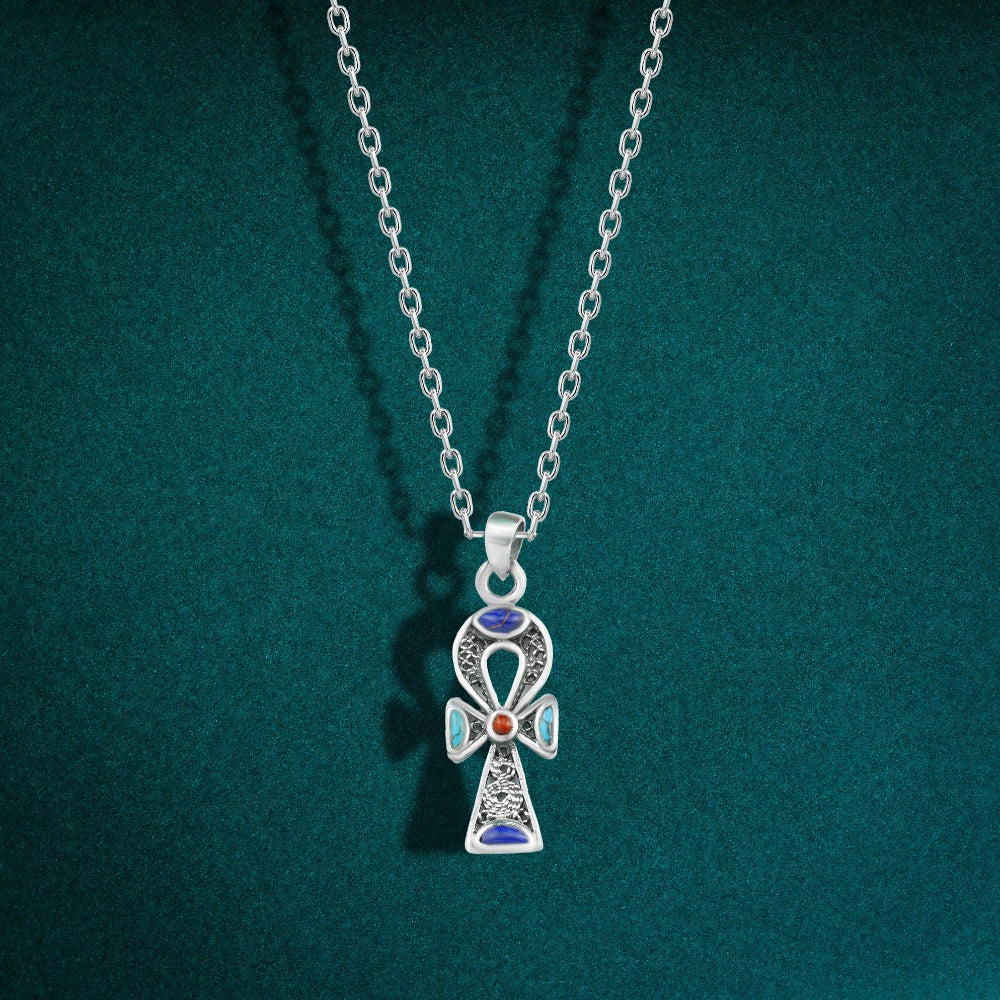 عقد فرعوني مفتاح الحياة فضة عيار 925