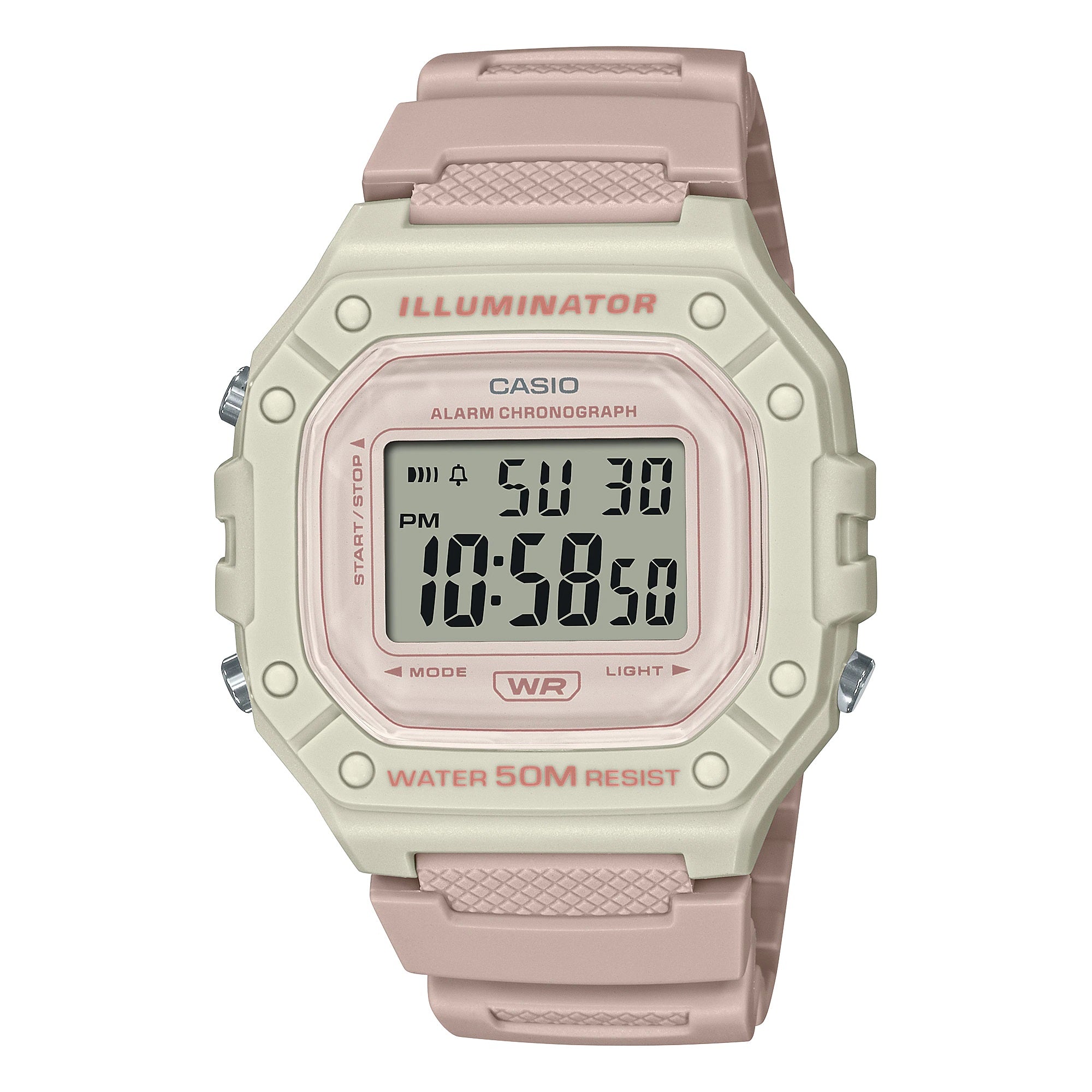 🕒 W-218HC-4A2VDF – Casio Digital Watch with Backlight and Soft Pink Strap