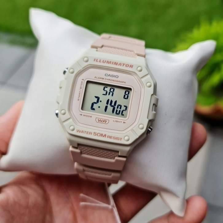 🕒 W-218HC-4A2VDF – Casio Digital Watch with Backlight and Soft Pink Strap
