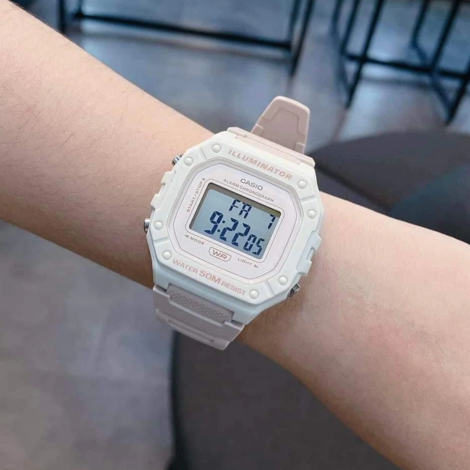 🕒 W-218HC-4A2VDF – Casio Digital Watch with Backlight and Soft Pink Strap