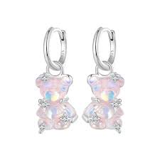 حلق الدب الوردي فضة عيار 925